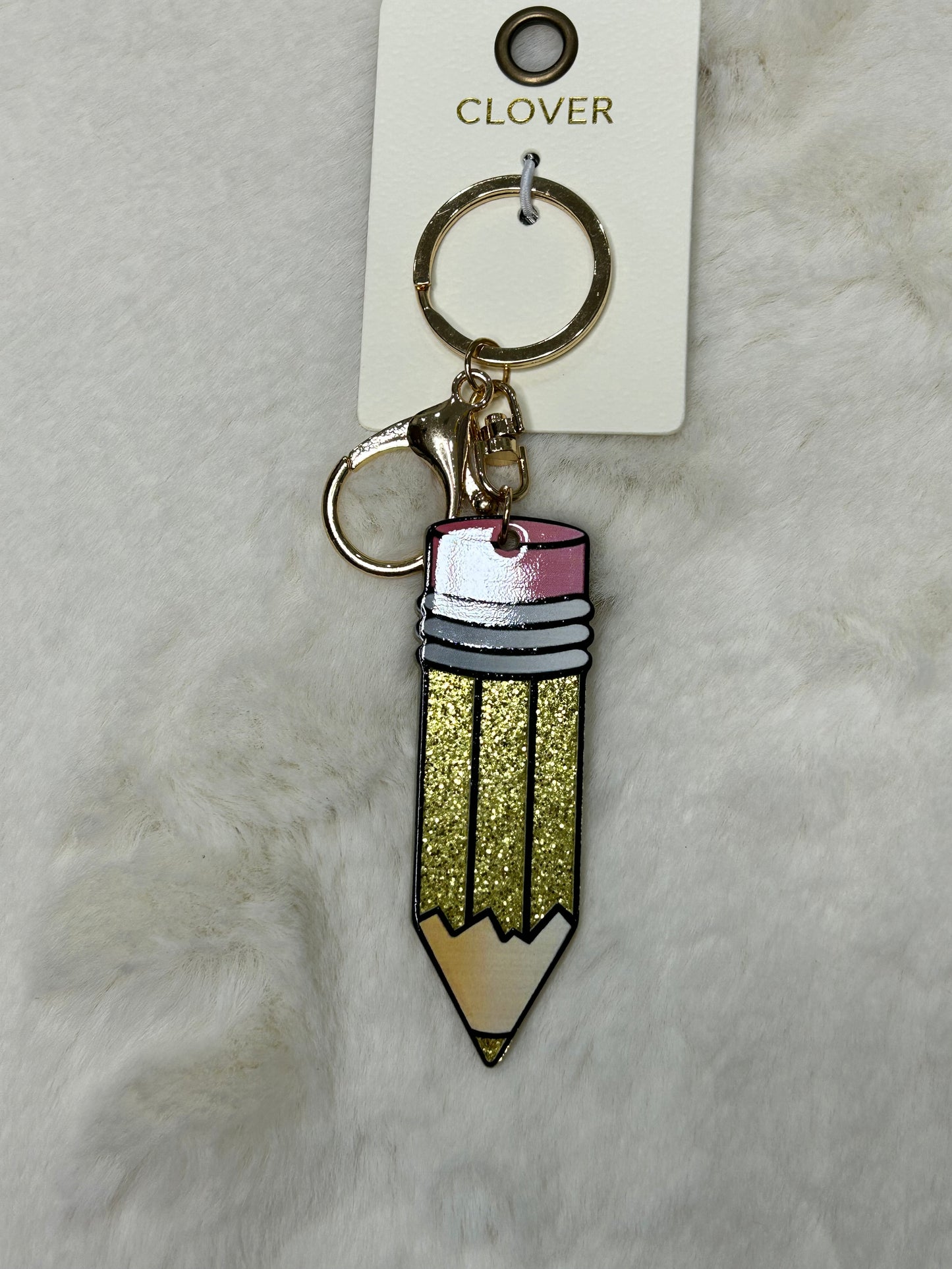 Glitter Pencil Teacher Keychains