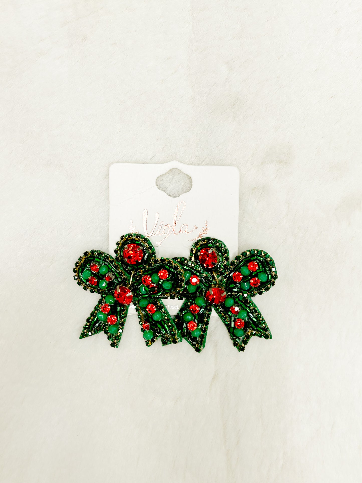 Christmas Time Big Green Bow Earrings
