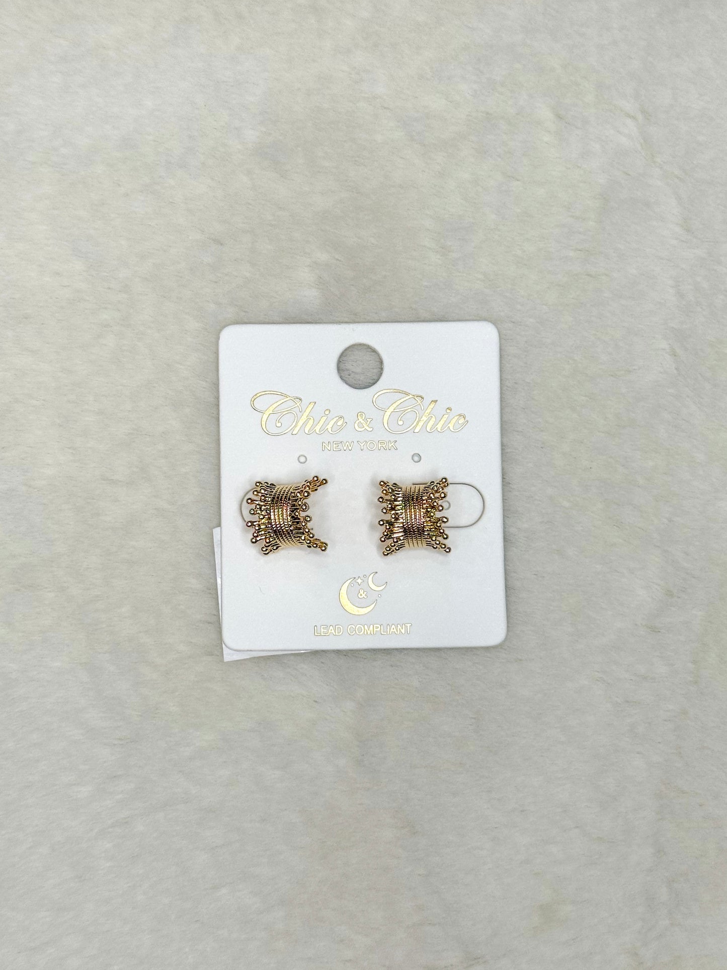 Adeline Gold Crown Huggie Hoops Earrings