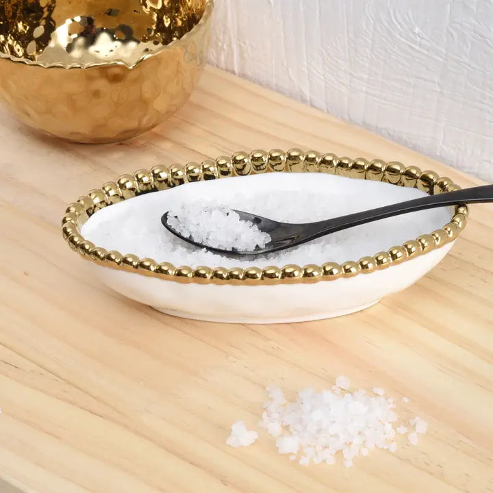 Long Condiment Bowl White&Gold