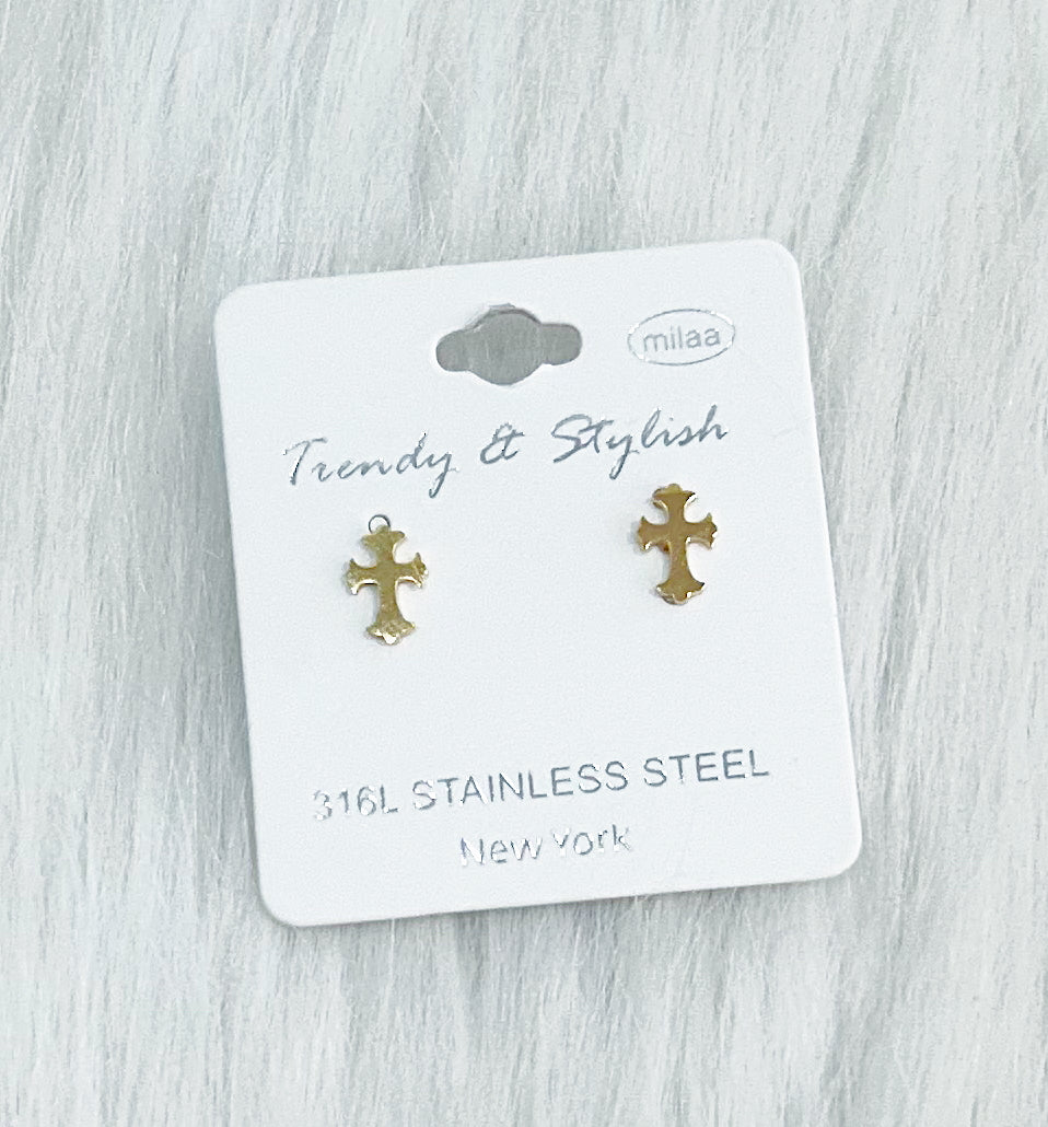First Cross Stud Earrings