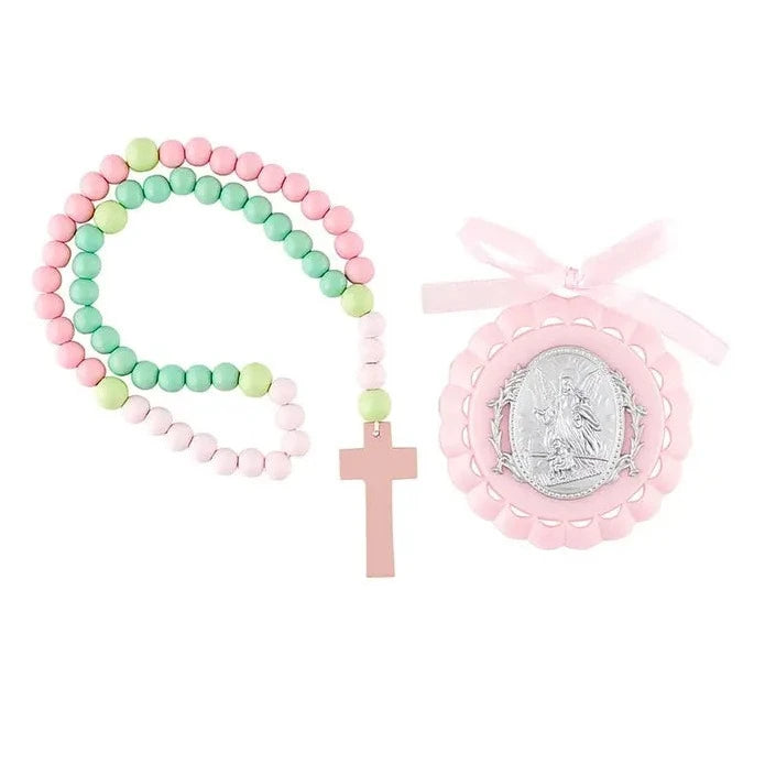 Angel Crib Rosary Set Pink