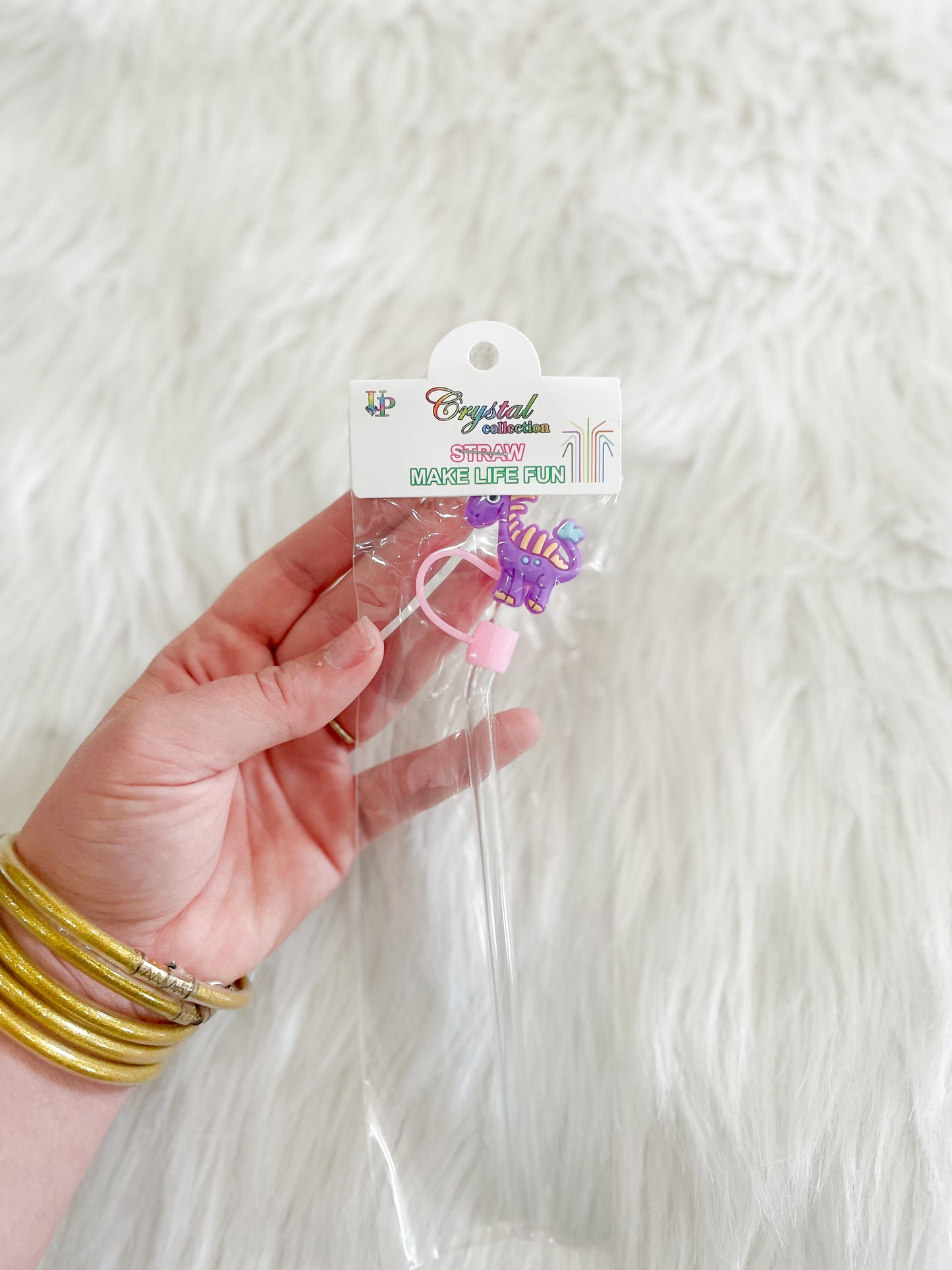 Dino Glass Straw With Color