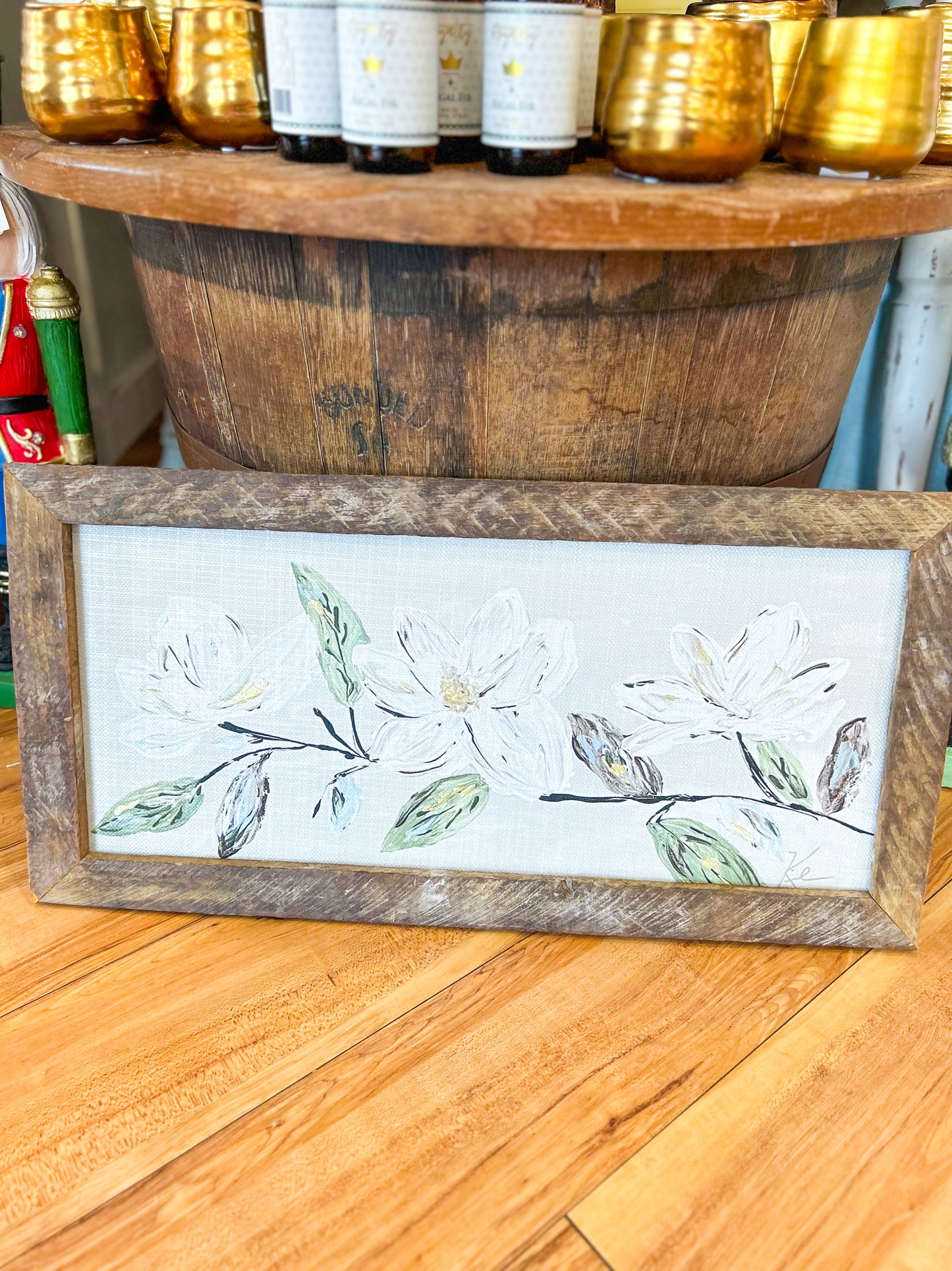 GA 3 Magnolia Framed Art 12x24 (Three Magnolia)