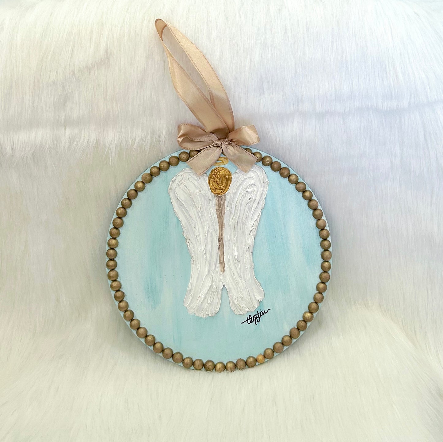 Round Beaded Angel Wall Decor