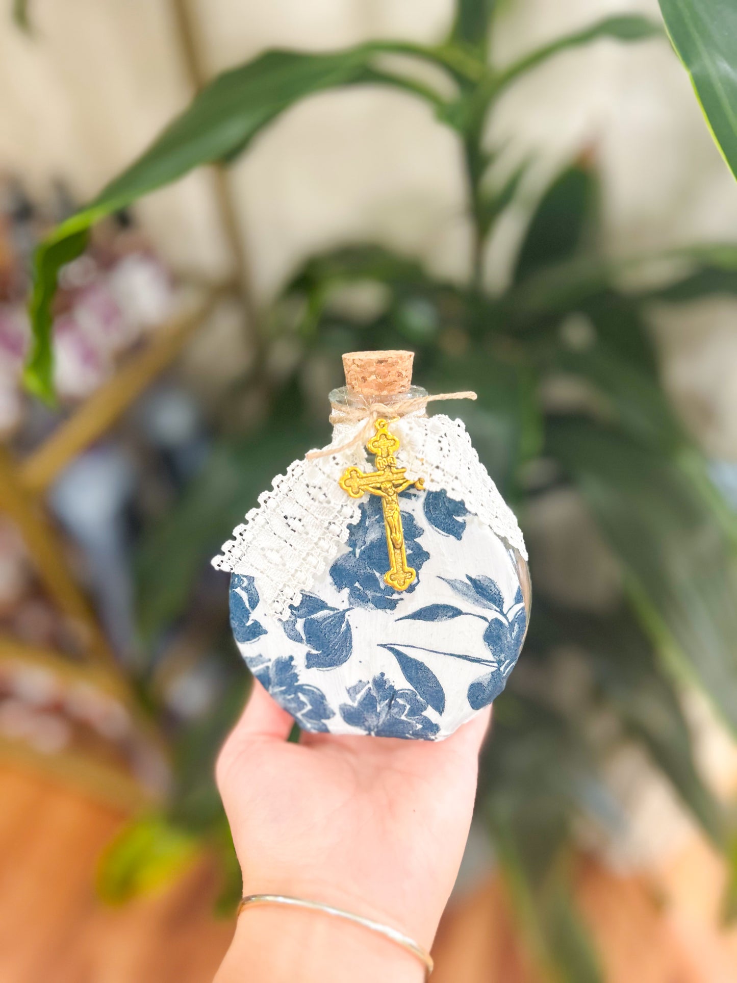 Maria Floral Holy Water Container