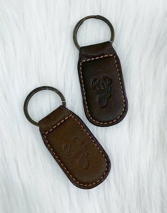 Deer Leather Embossed Keychain