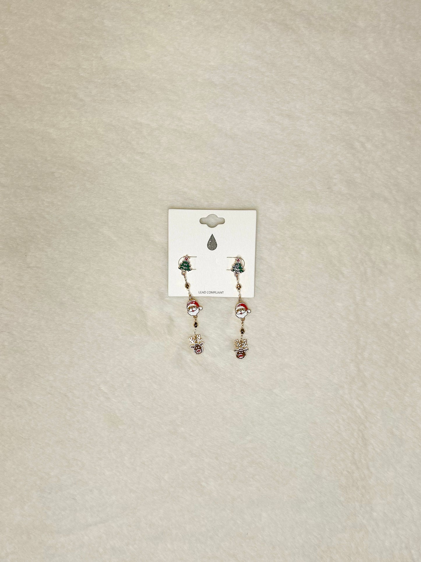 Mini Christmas Tree, Santa, Reindeer Dangle Earrings