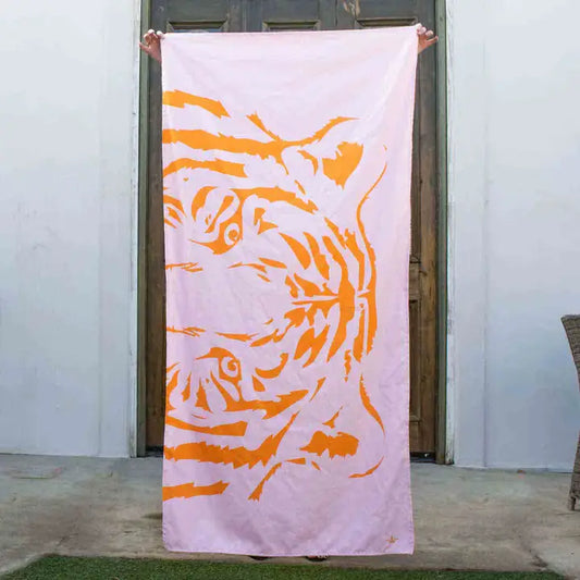Eye Of The Tiger Beach Towel Pink