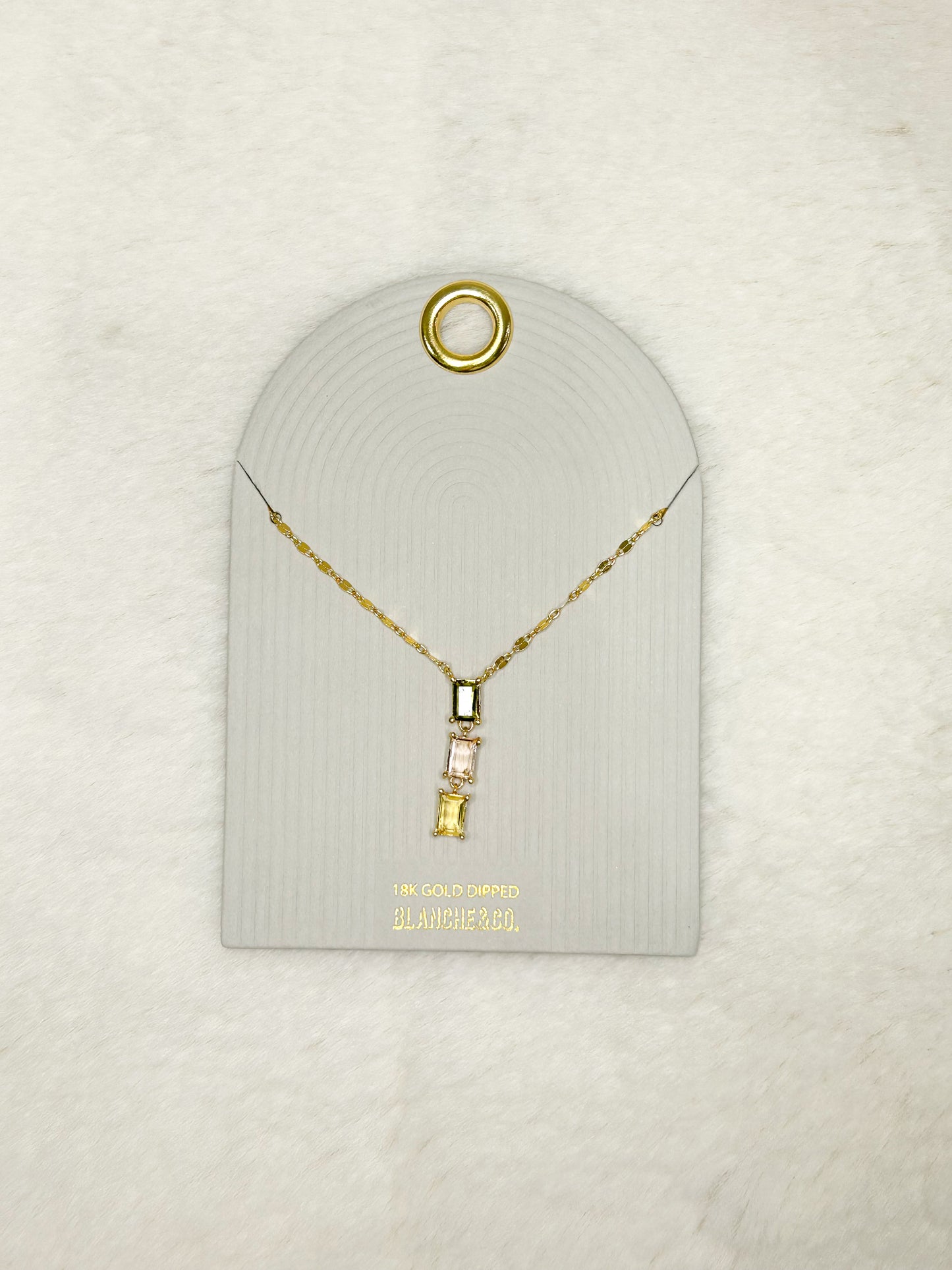 Olive, Pink, and Yellow Drop Necklace