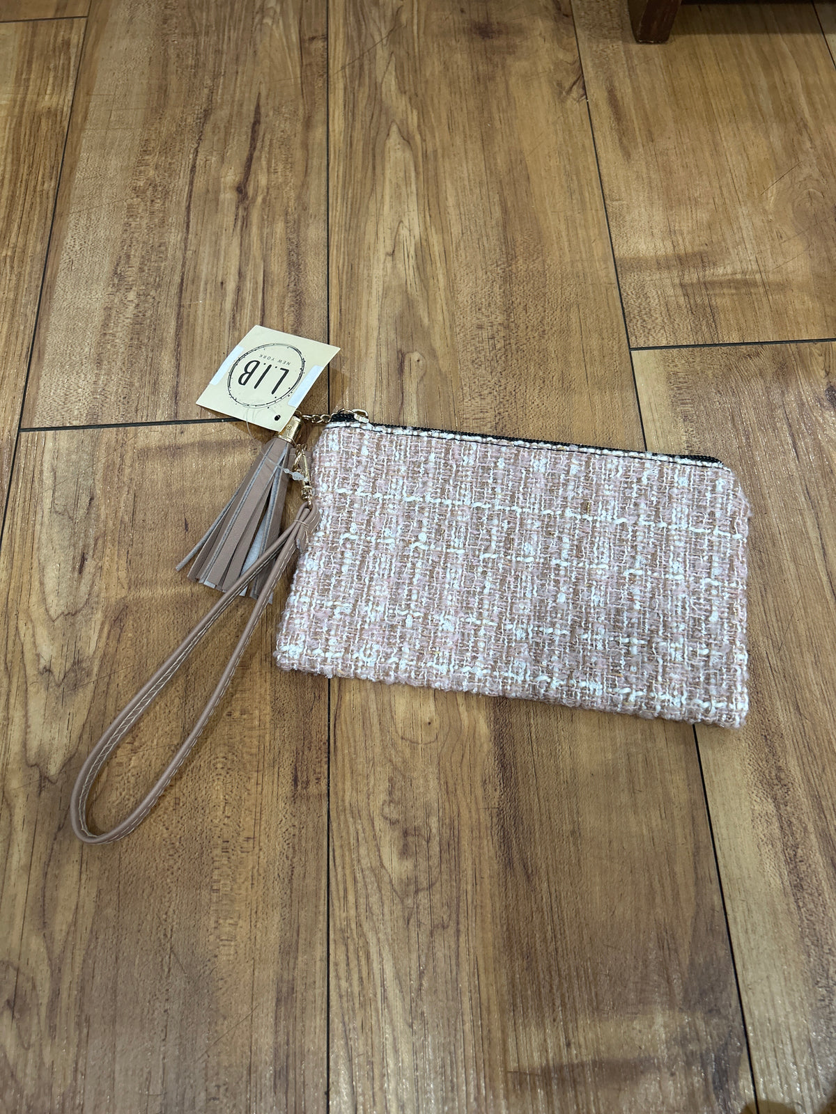 LIB Pink Tweed Wristlet