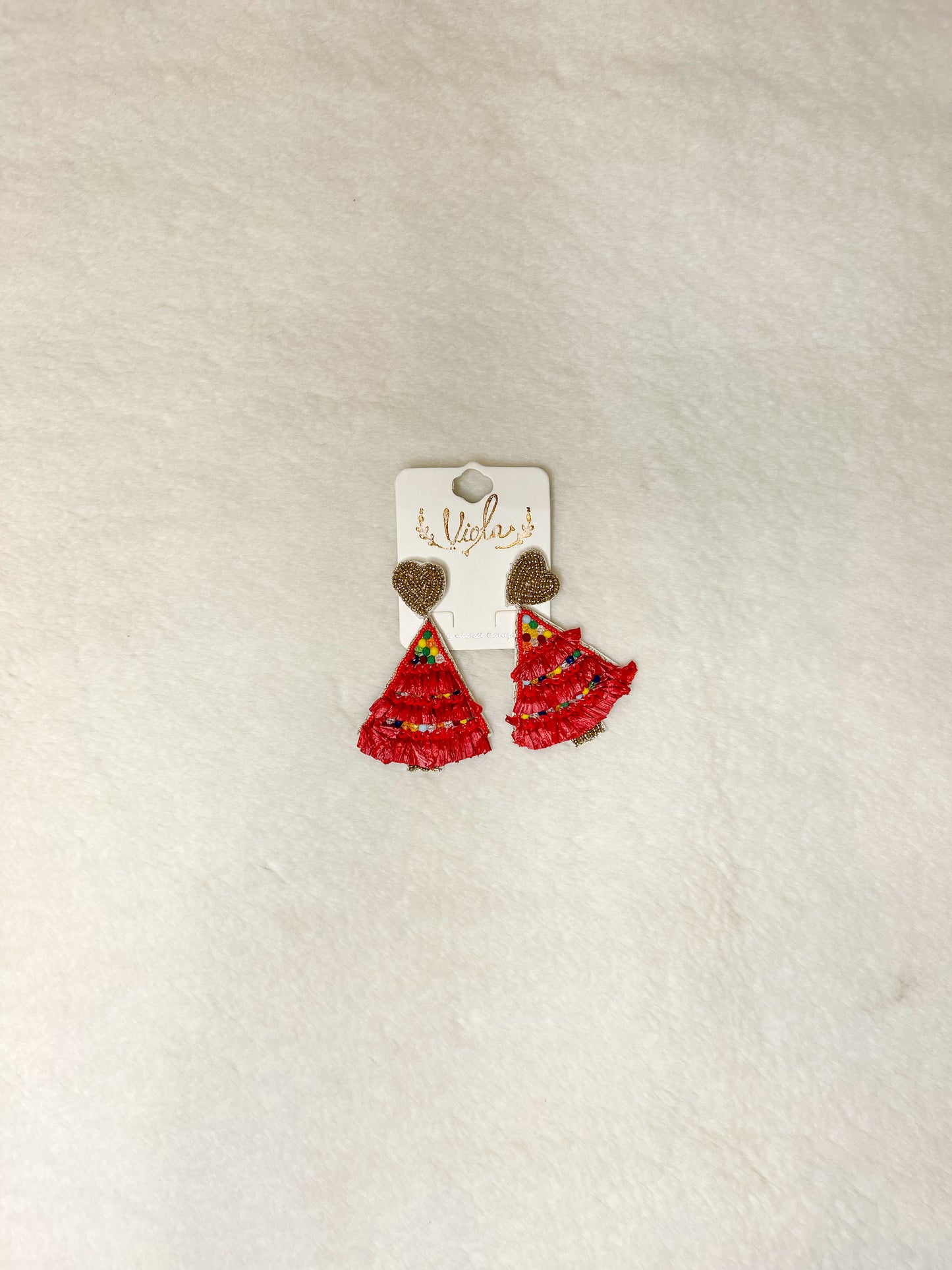 Red Christmas Tree Dangle Earrings