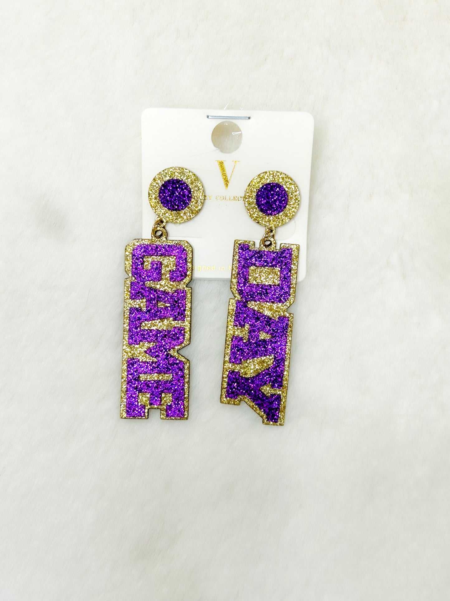 Glitter Game Day Dangle Earrings
