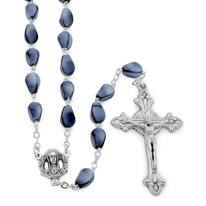 Rosary Blue Sasso Glass Beads