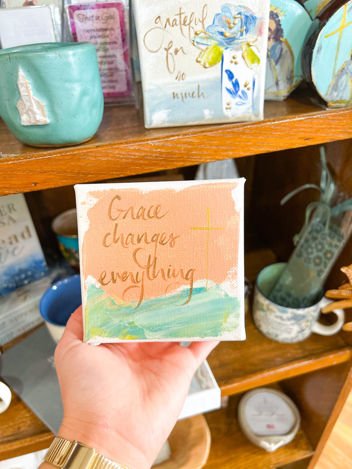 4x4 Grace Changes Everything Orange and Blue Background