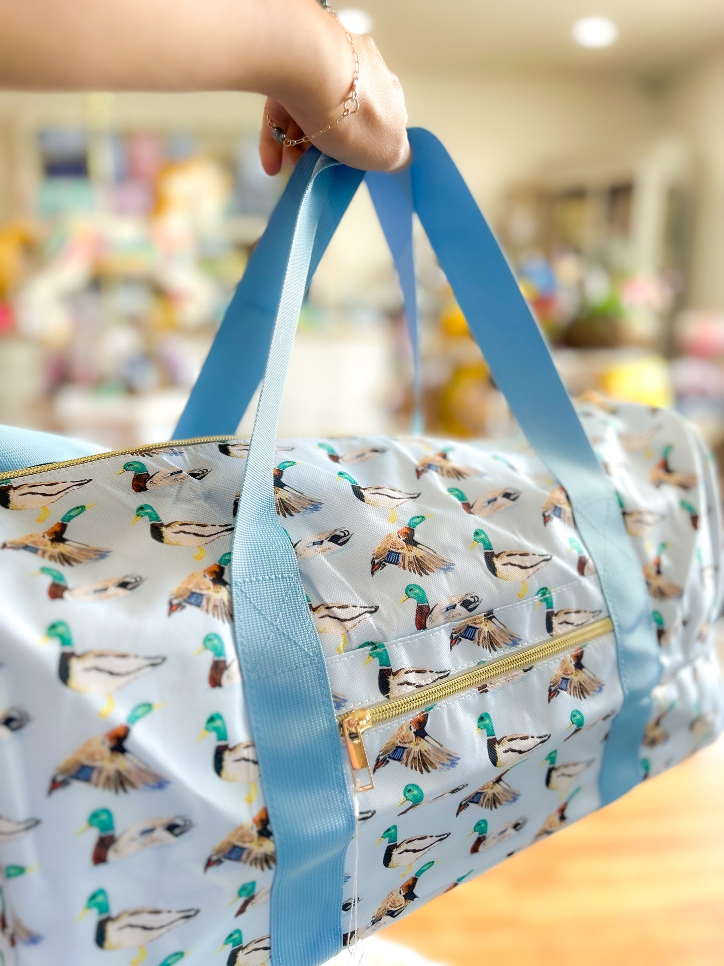 Stripe Strap Duck Duffle Bag