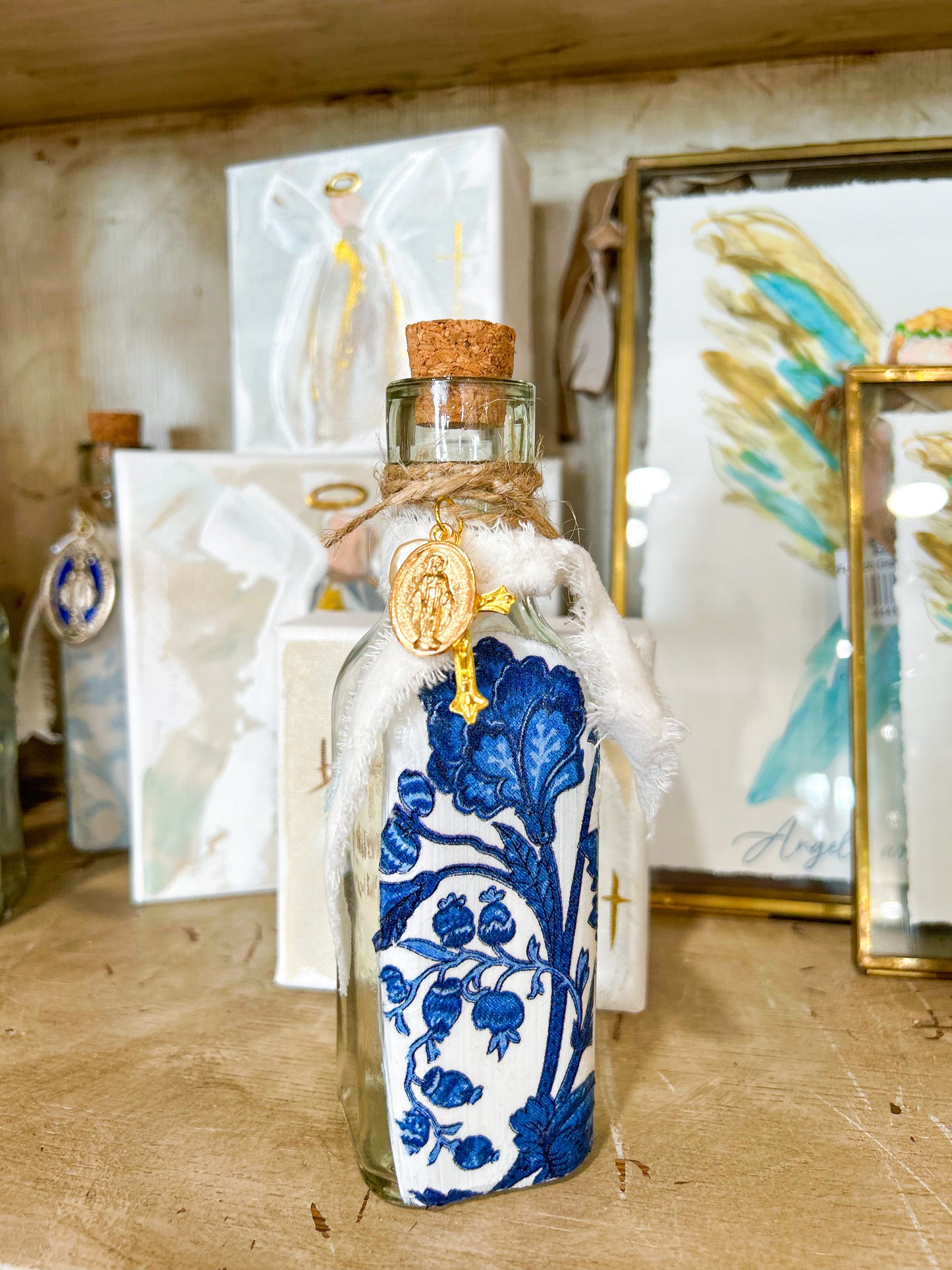 Vintage Mary Holy Water Container with Cross