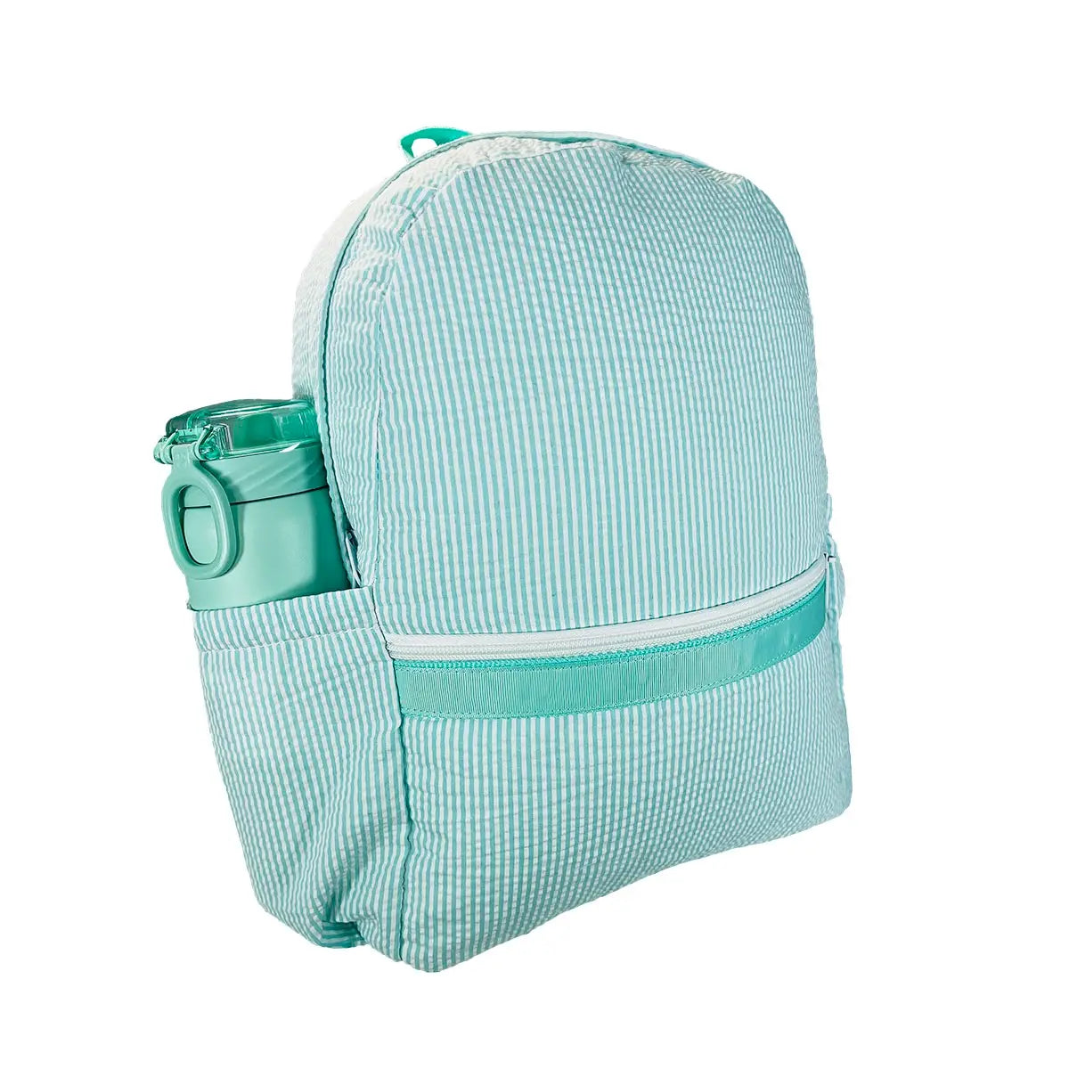 Mint Seersucker Medium Backpack