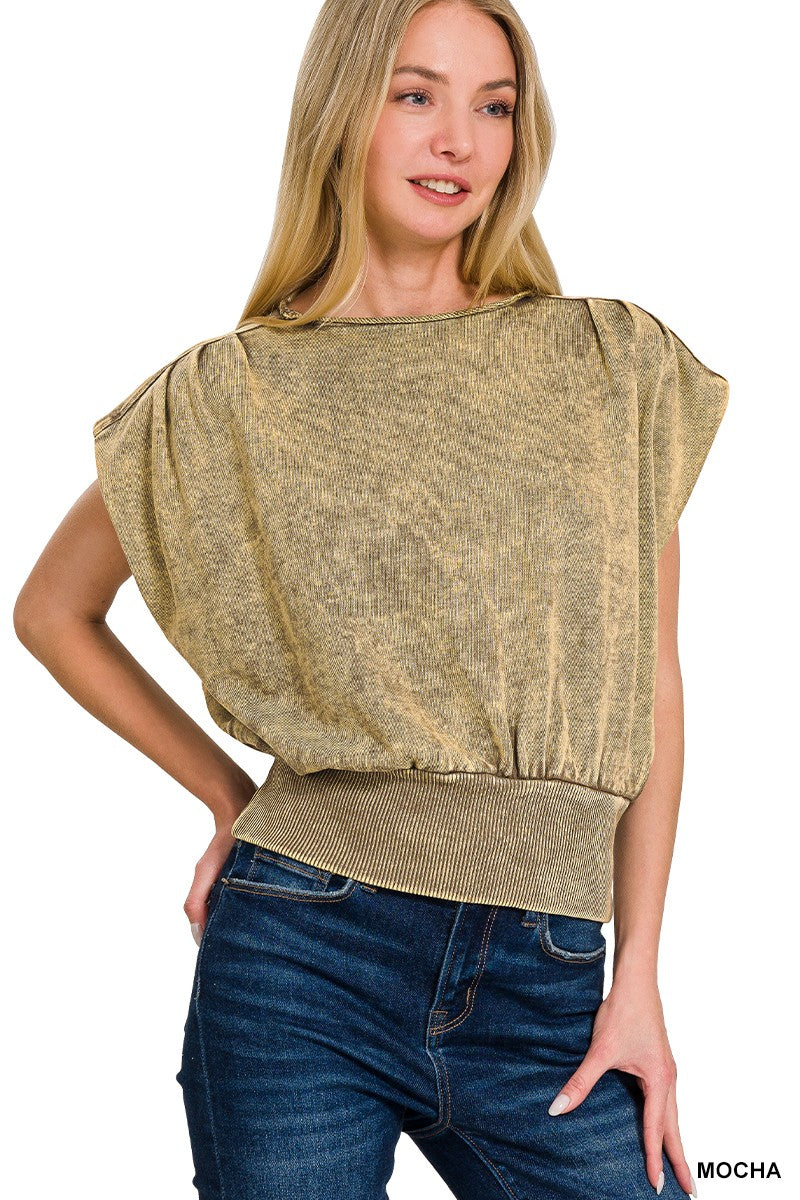 Cap Sleeve Burnout Shortsleeve Top