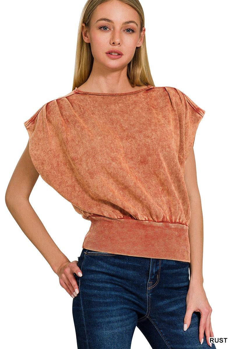 Cap Sleeve Burnout Shortsleeve Top