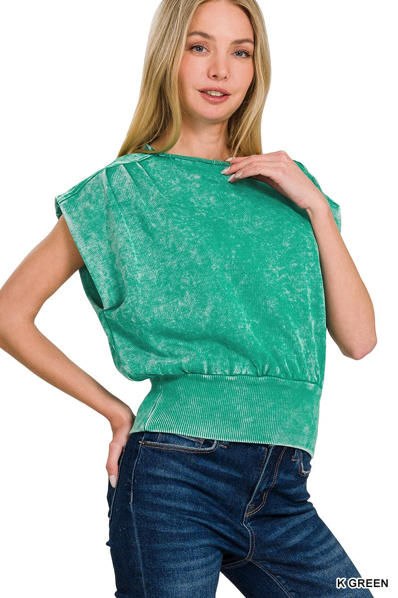 Cap Sleeve Burnout Shortsleeve Top
