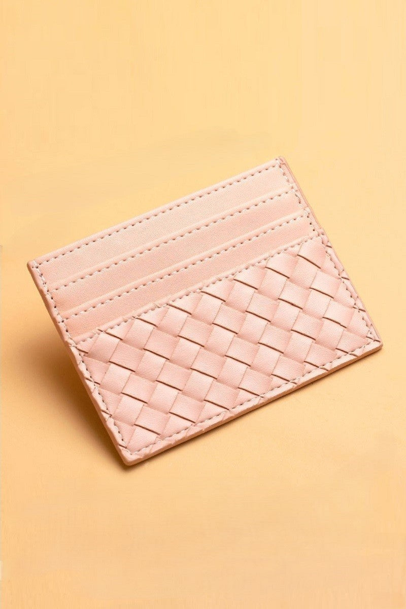 Slim Woven Leather Wallet Cardholder