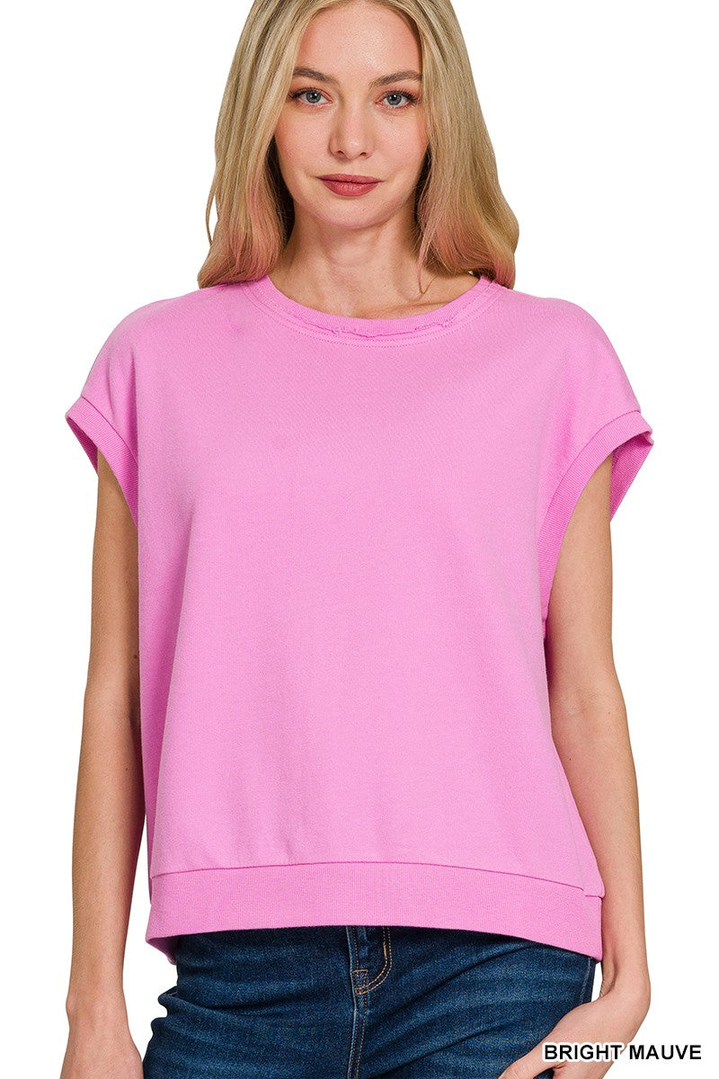 French Terry Sleeveless Top- Bright Mauve