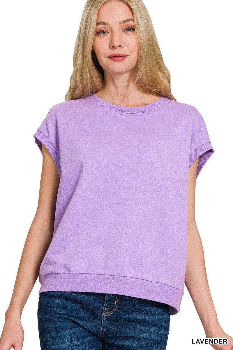 French Terry Sleeveless Top- Lavender