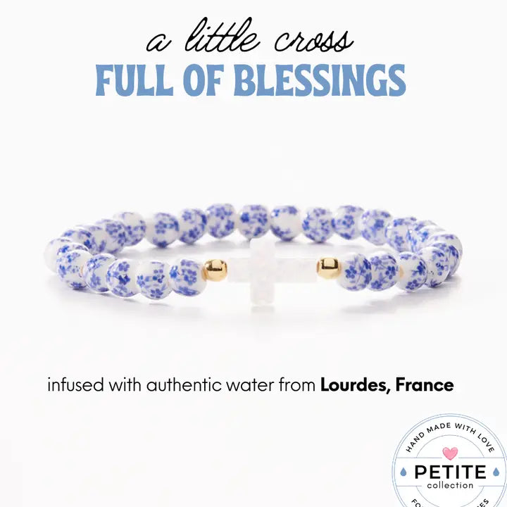 Petite Holy Water Porcelain Cross Bracelet-Waterproof Gold
