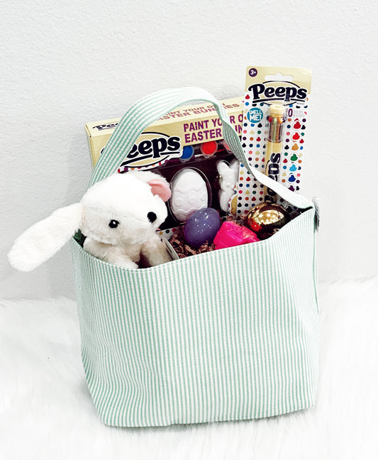 Easter Seersucker Basket Green