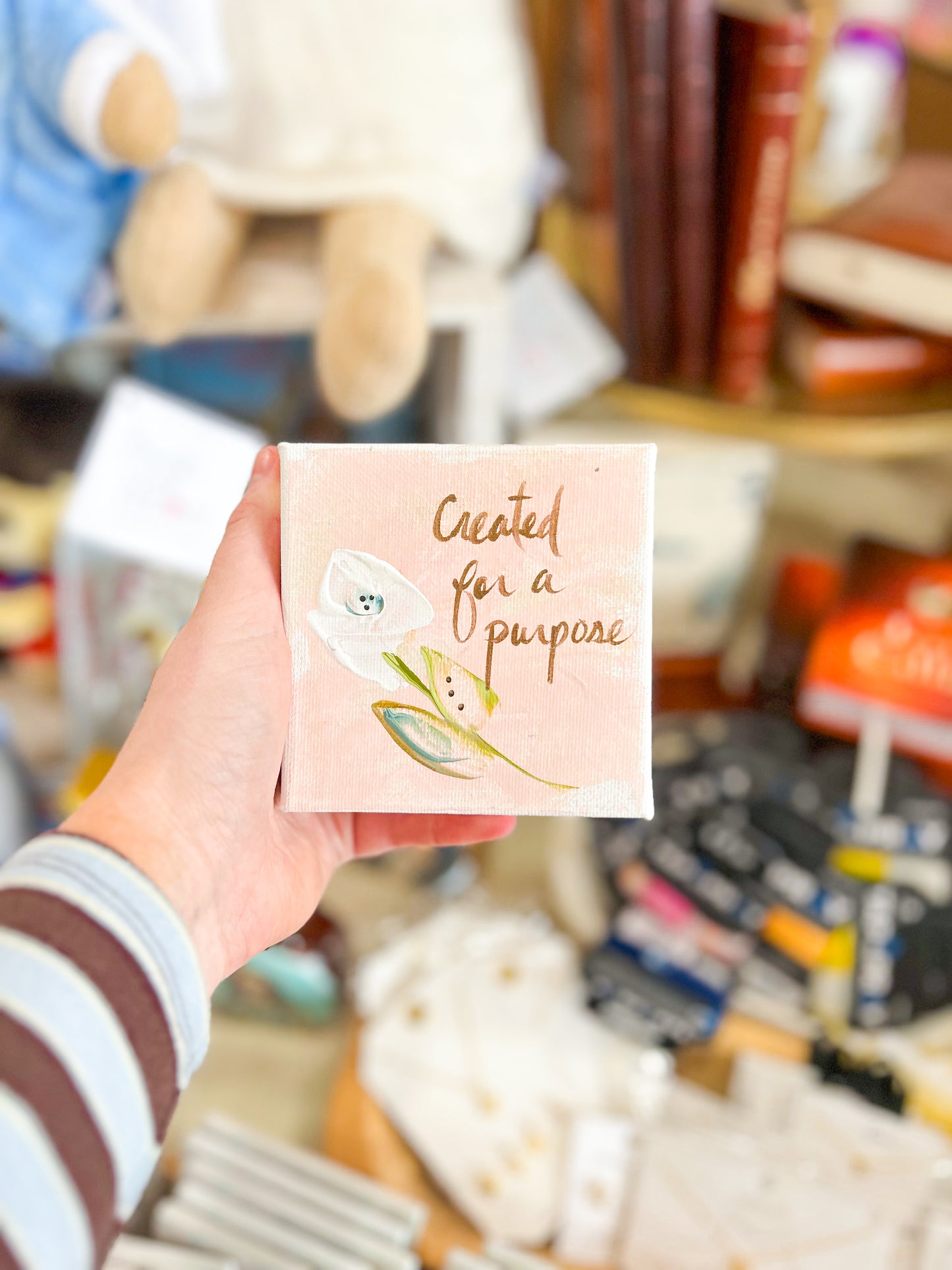 4x4 Created for a Purpose with Pink Background Canvas Art