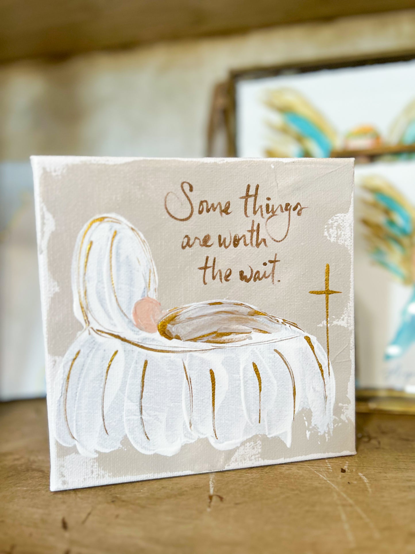 Gospel News 6X6 Baby in Crib With A Perfect Saying Canvas Art