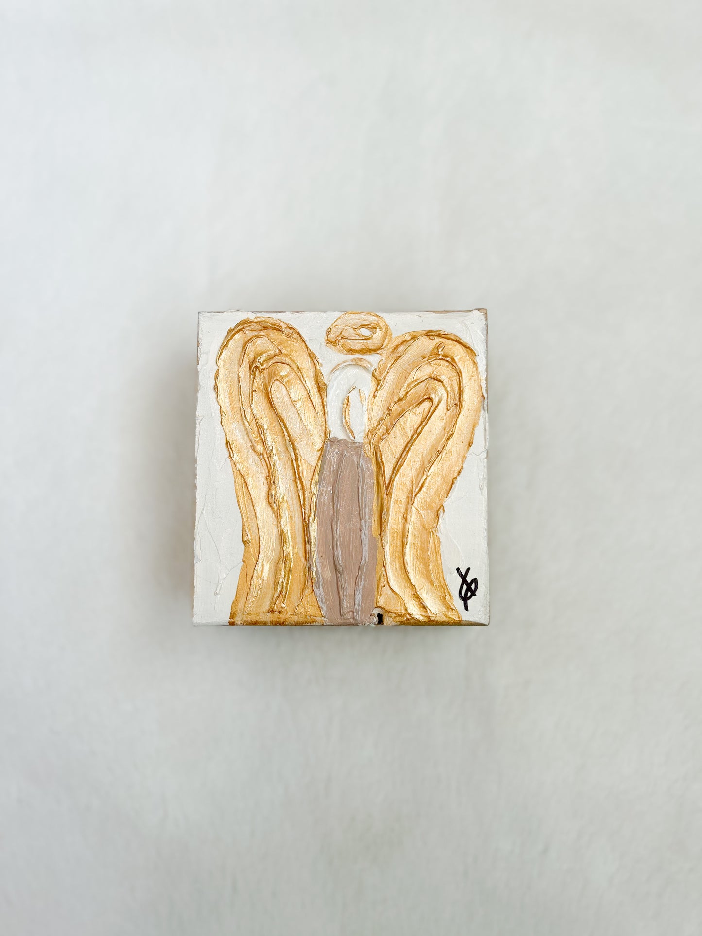 Angel of Comfort Mini Wood Block-Tan