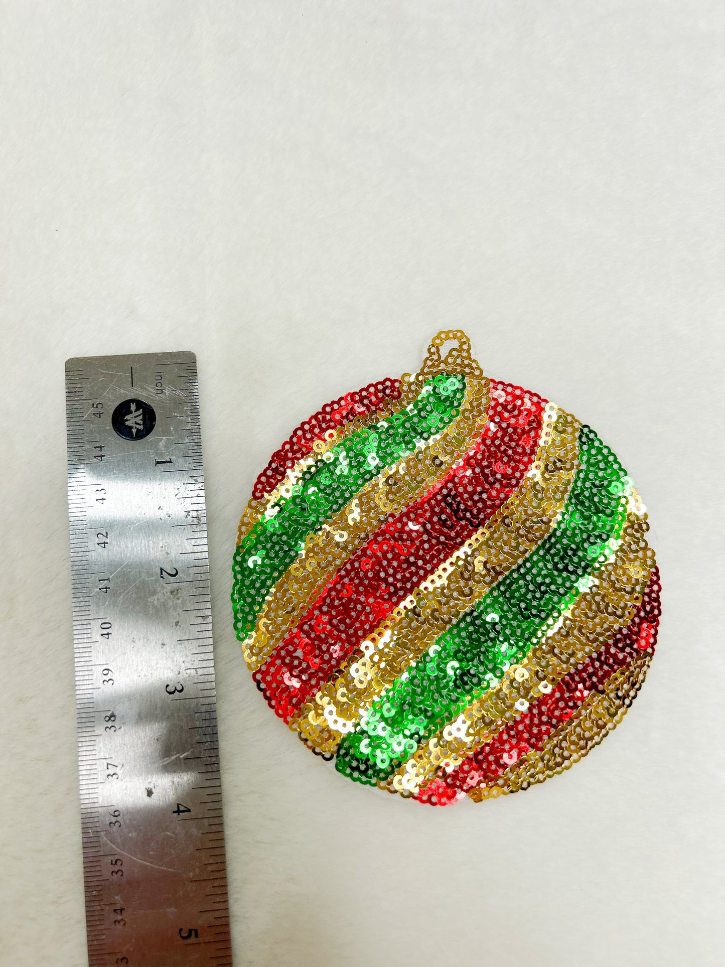 Patch-Sequin Red Gold Green Ornament