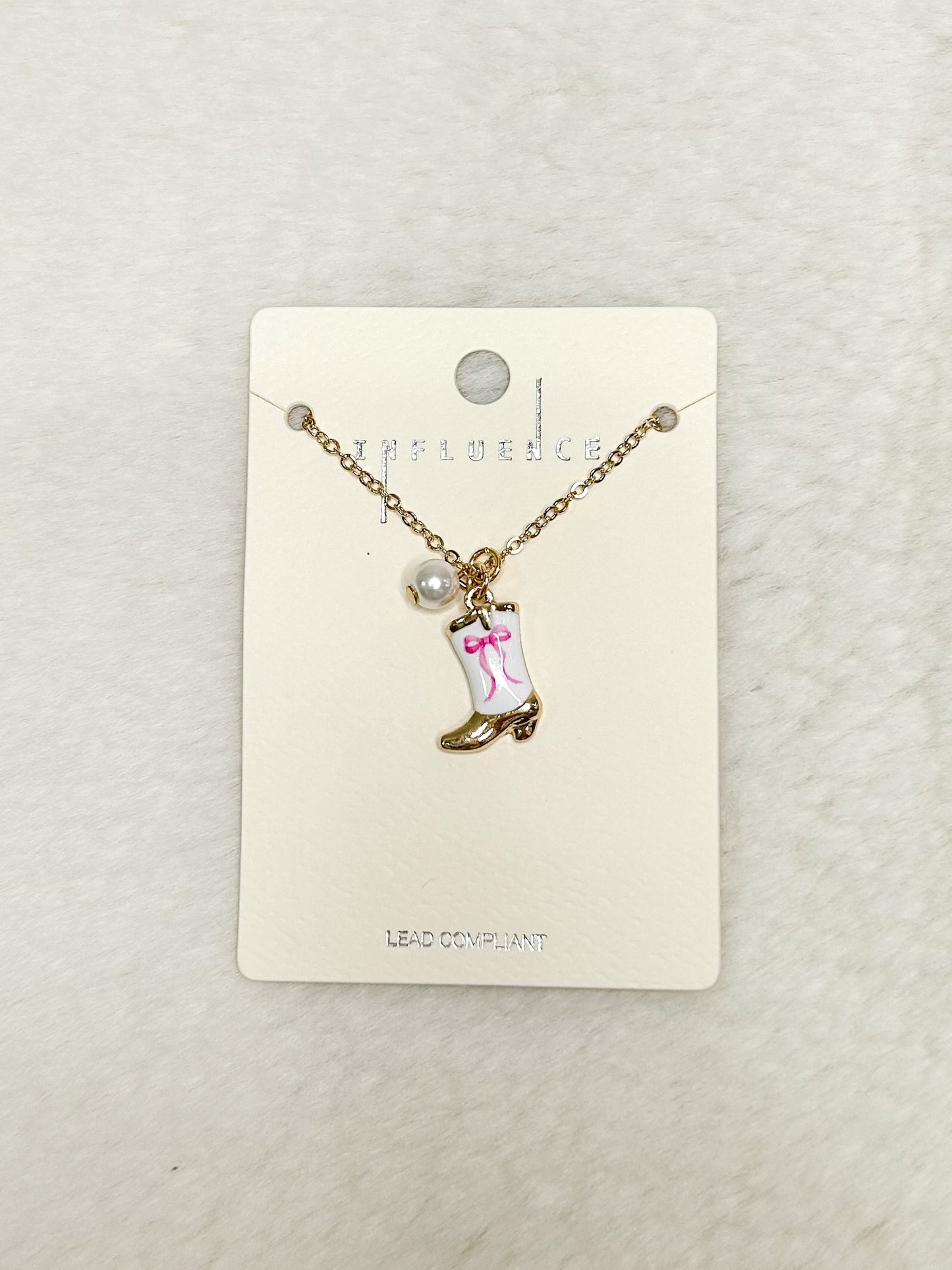 Cowgirl Bow Boot with Pearl Necklace