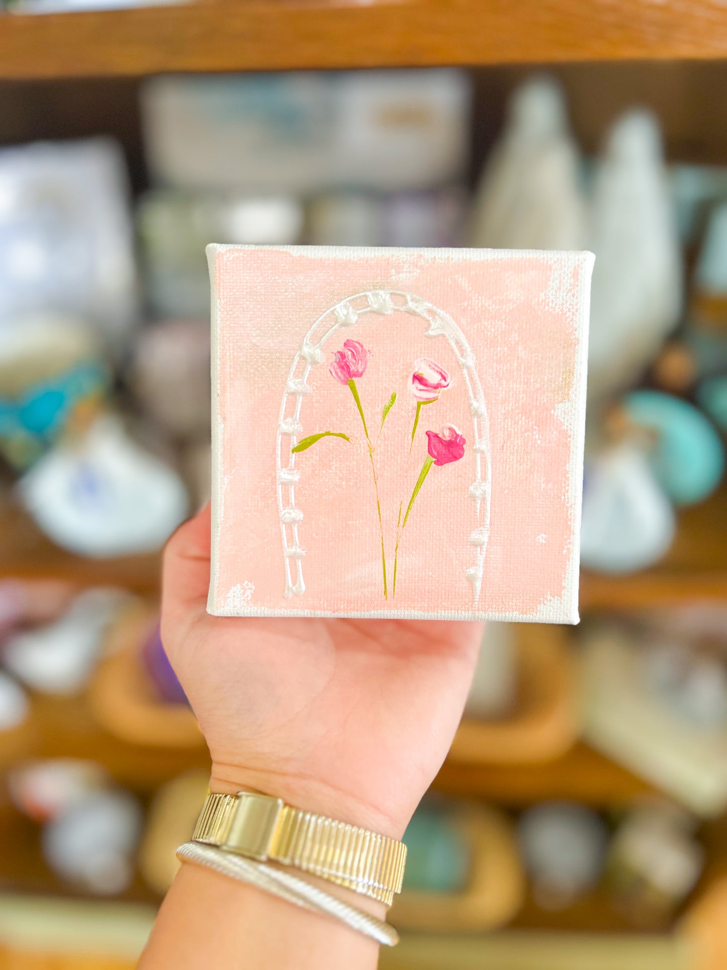 4x4 Pink Rose Archway Canvas