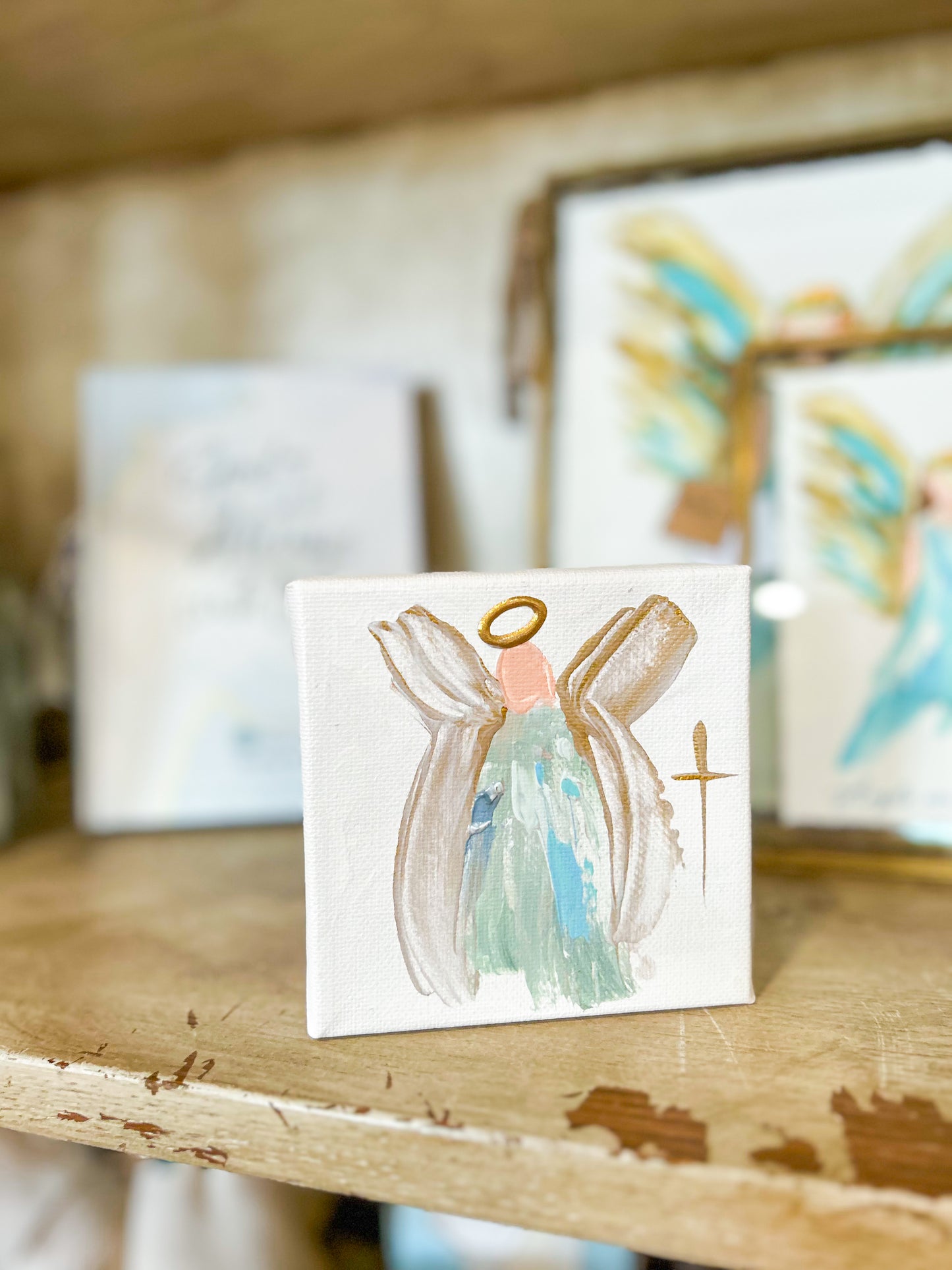 Gospel News 4X4 Old World Angel Canvas Art