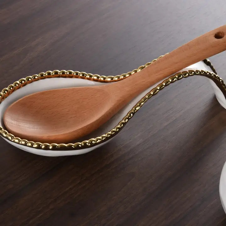 White And Gold Spoon Rest