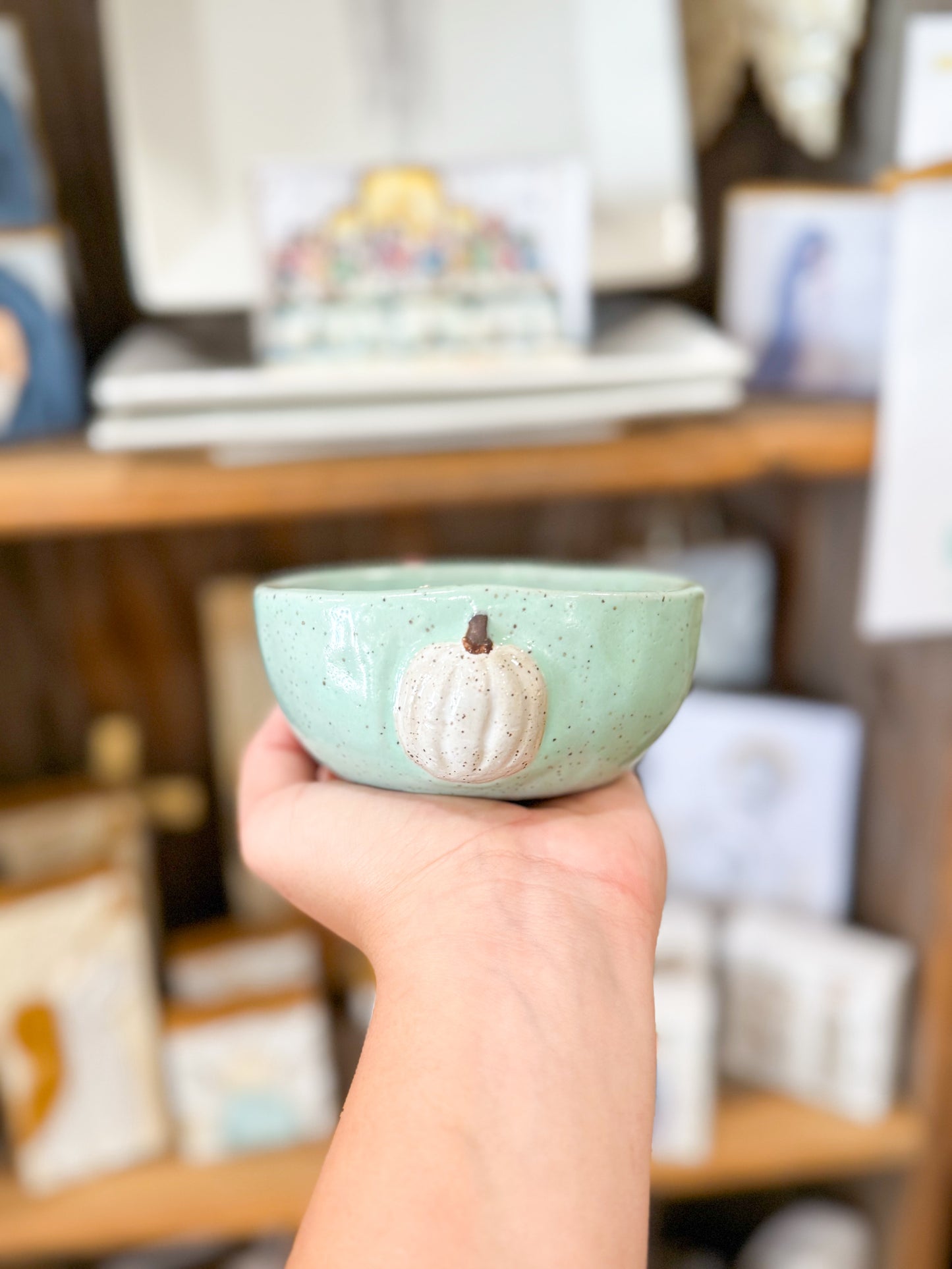 7oz Tiffany Blue Pumpkin Pottery Candle Fall Festival