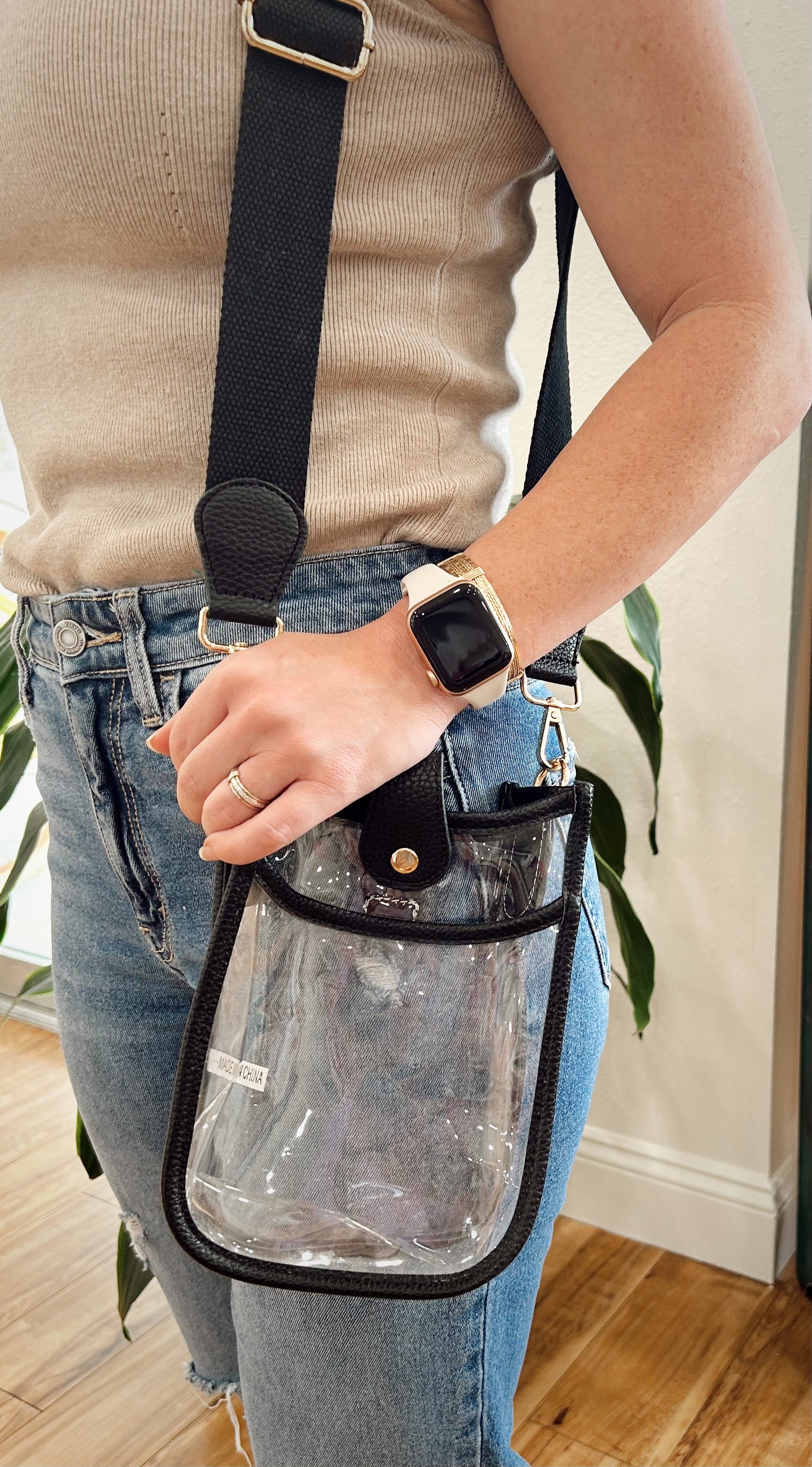 Small Clear Purse with Leather