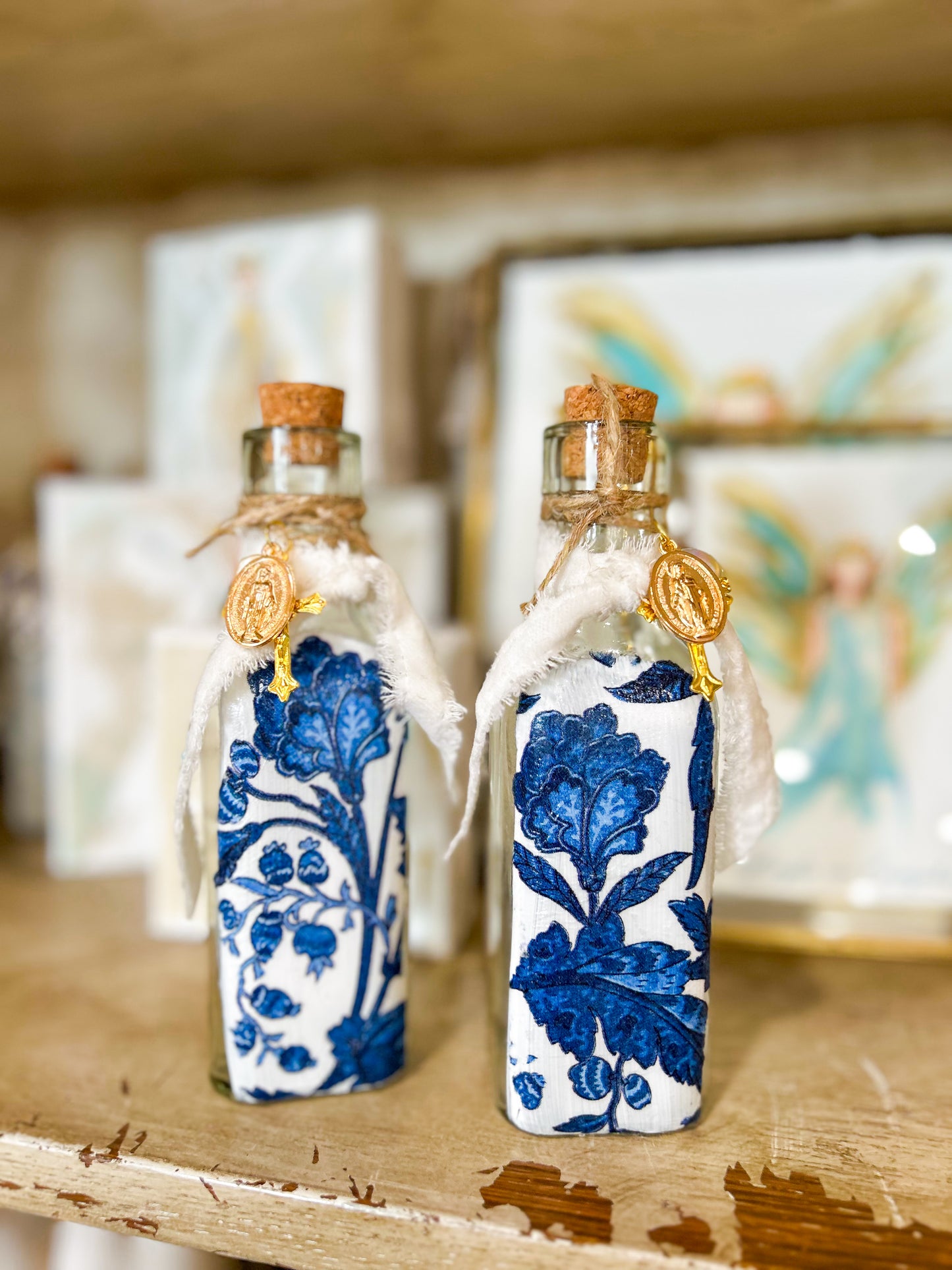 Vintage Mary Holy Water Container with Cross