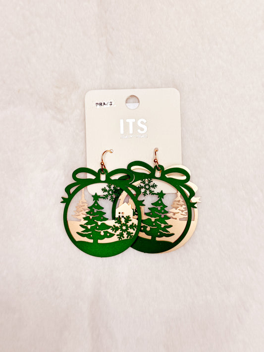 Evergreen Ornament Earrings Christmas