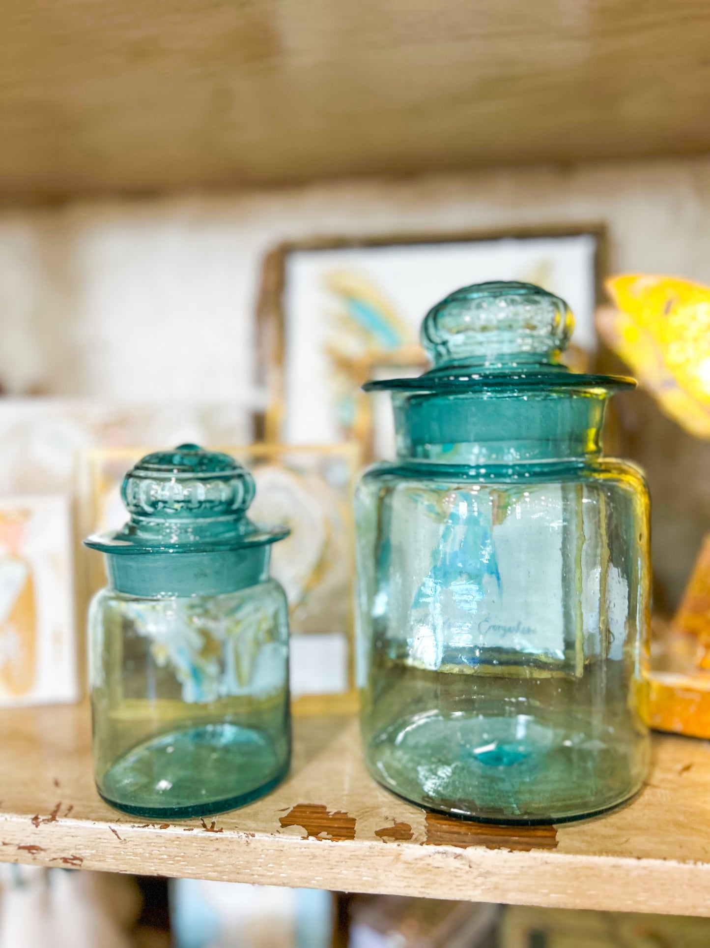 Large Turquoise Vintage Canister
