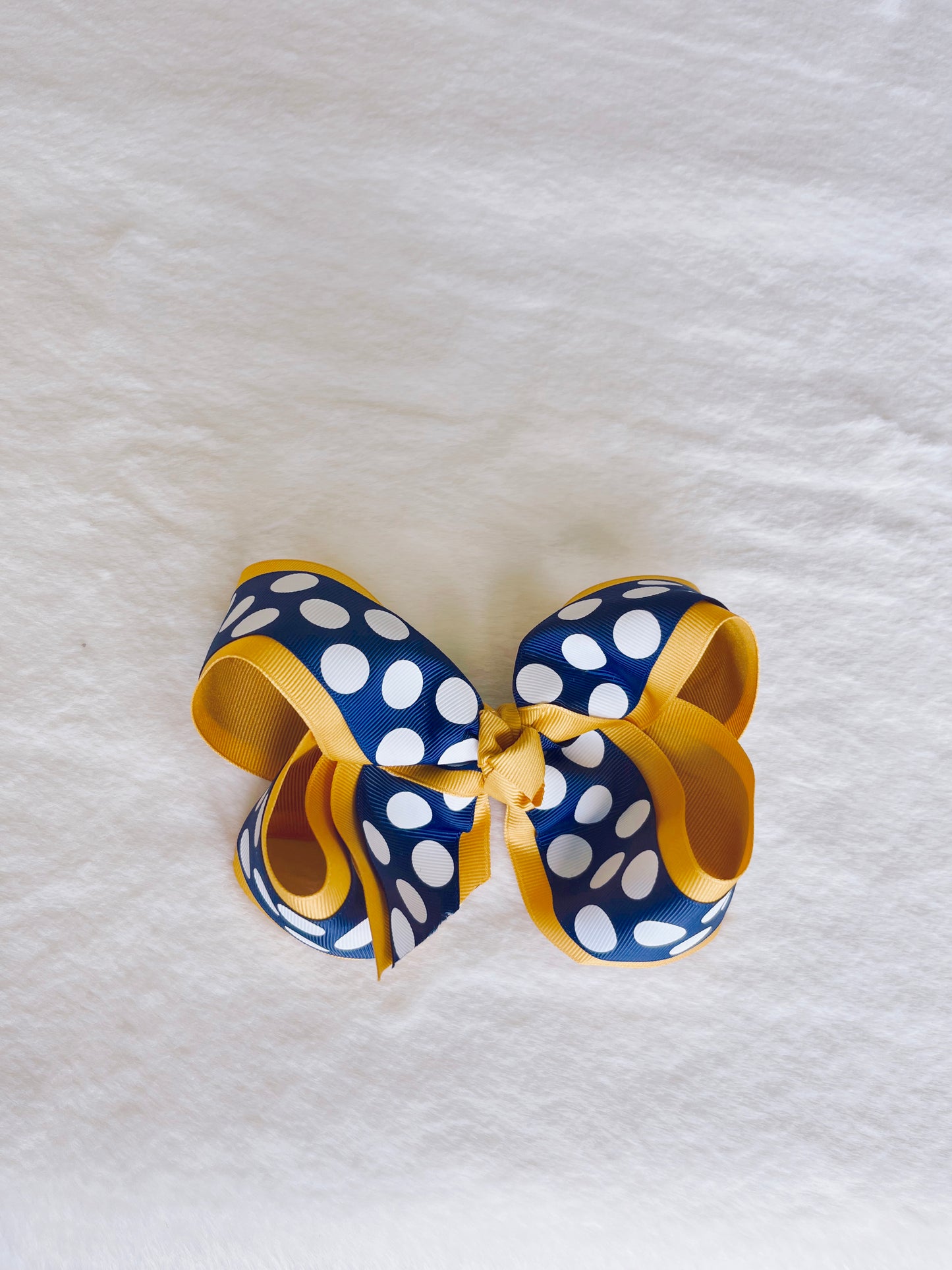Rose Double Layered Bow with Polka Dots