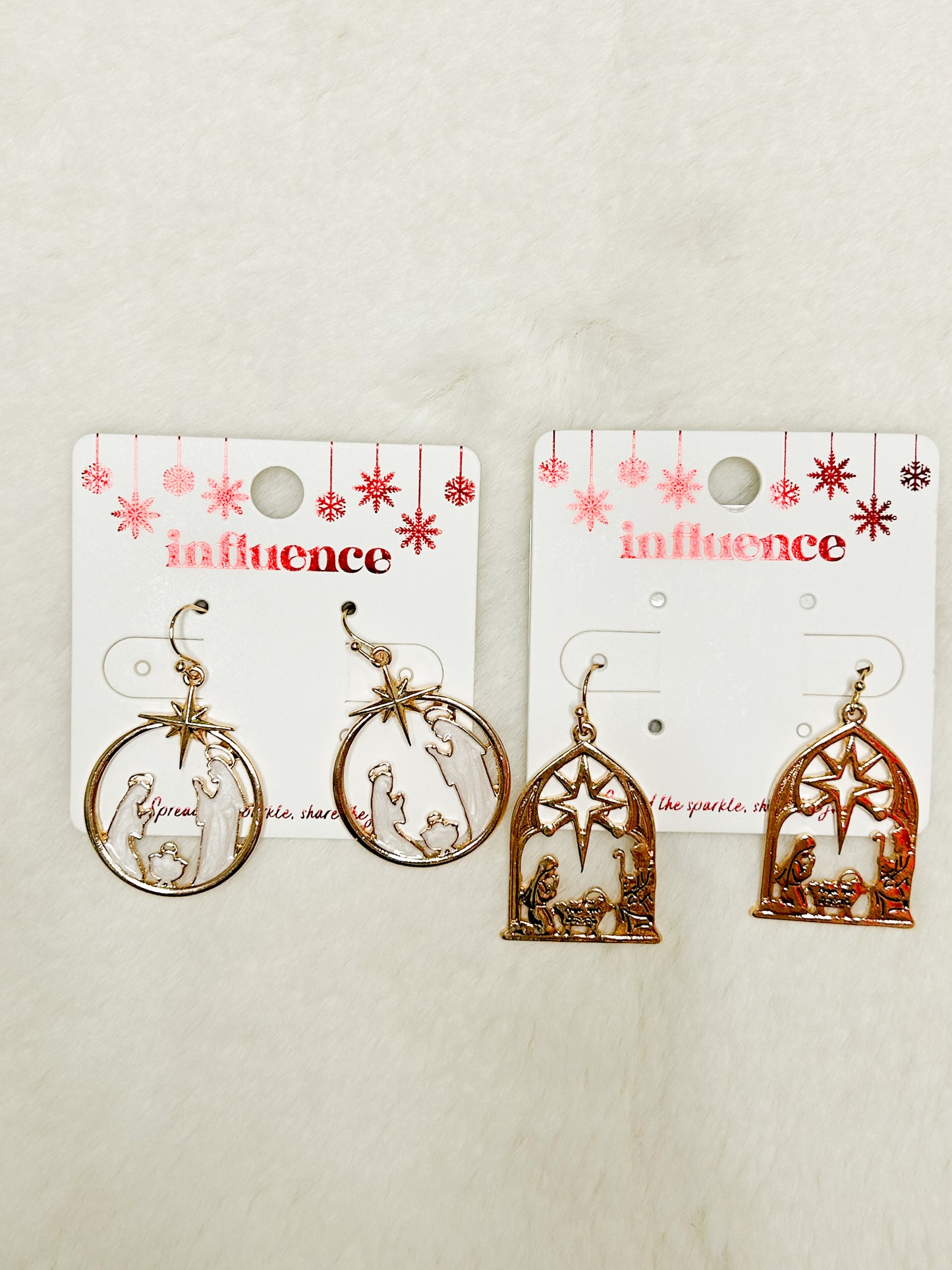 Away in the Manger Nativity Christmas Earrings
