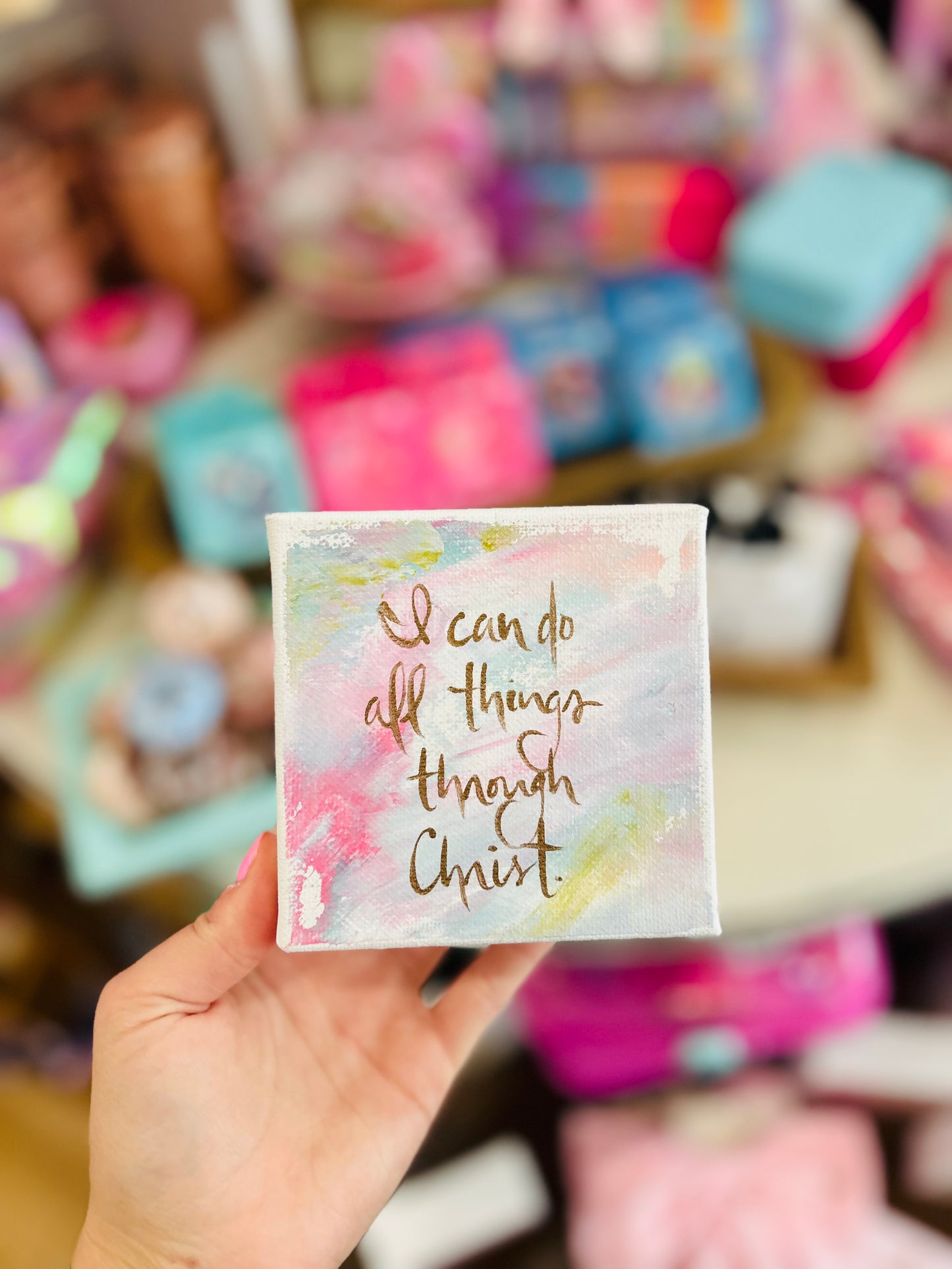 4x4 I Can Do All Things Through Christ Pastel Canvas Art