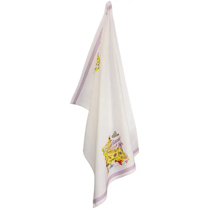 White Louisiana State Hand Towel