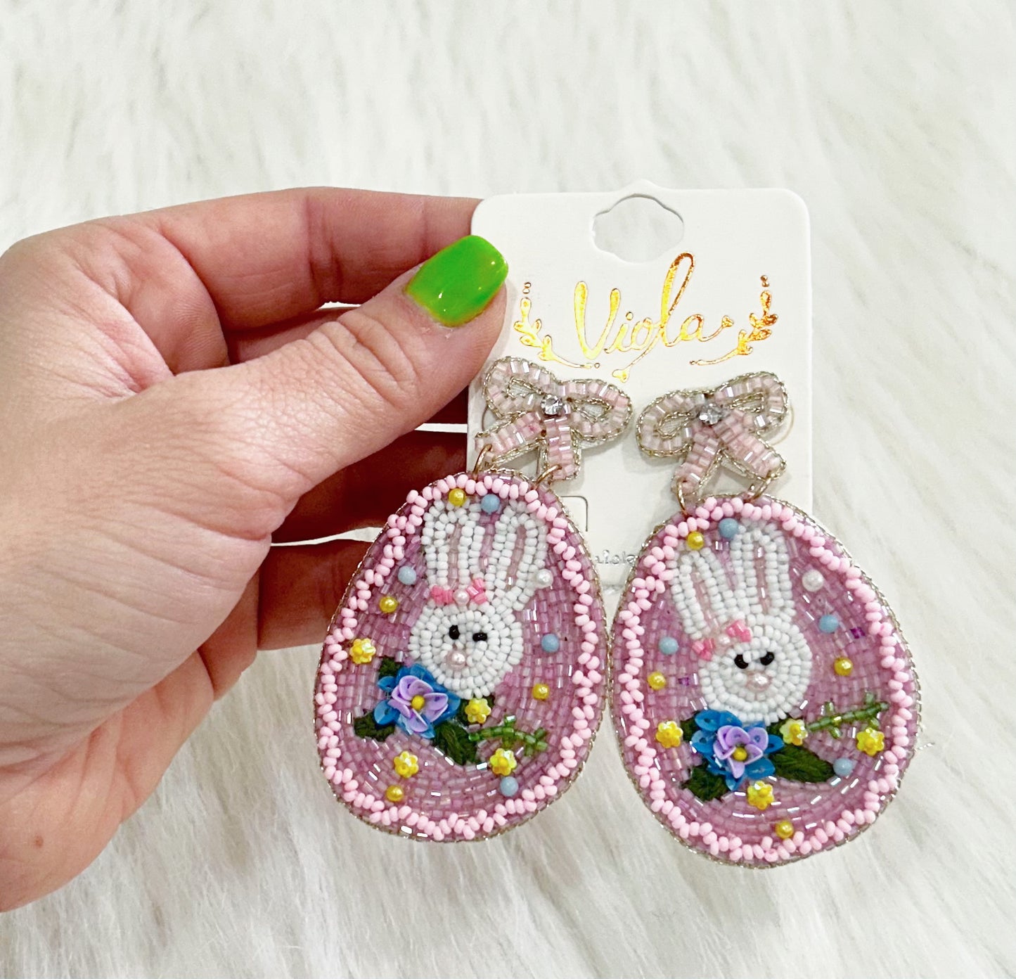 Pinkilicious Bows and Bunny Earrings