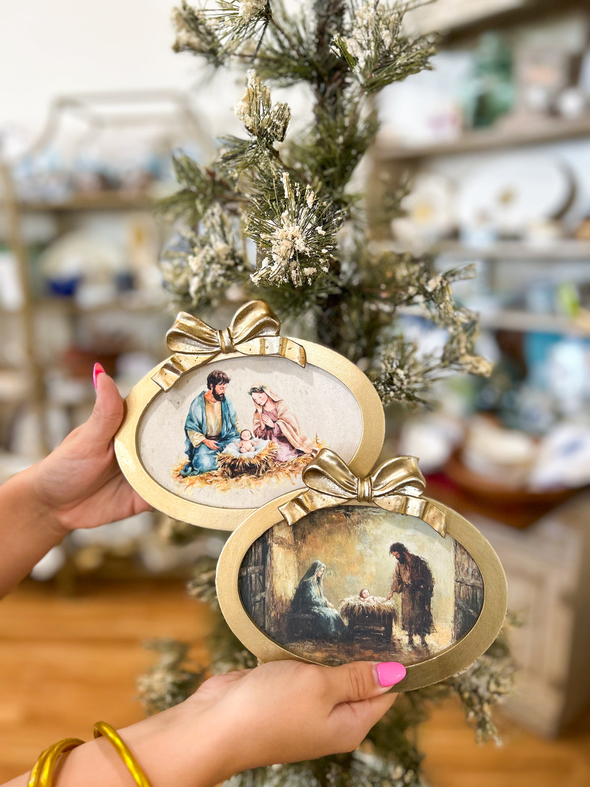 The Holy Family Nativity Frame with Bow
