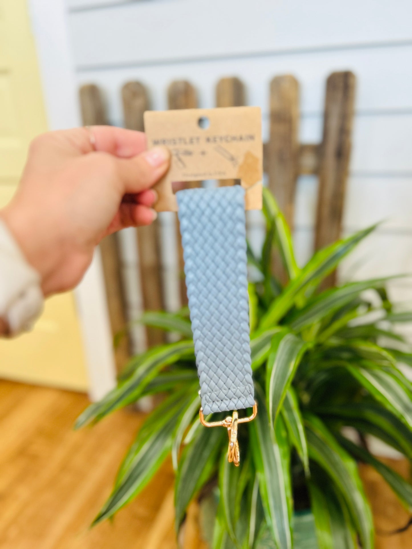 Leather Woven Wristlet Keychain